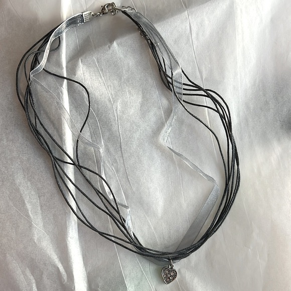 Heart Charm Ribbon and Cord Necklace - Picture 3 of 5